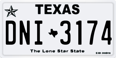 TX license plate DNI3174