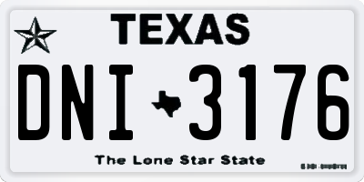 TX license plate DNI3176