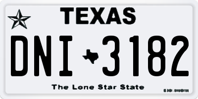 TX license plate DNI3182