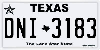TX license plate DNI3183