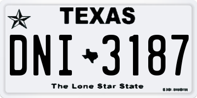 TX license plate DNI3187