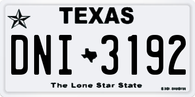 TX license plate DNI3192
