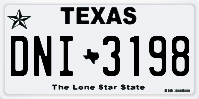 TX license plate DNI3198