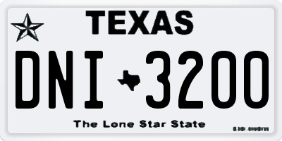 TX license plate DNI3200