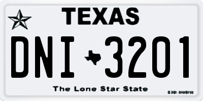 TX license plate DNI3201