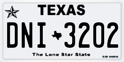 TX license plate DNI3202