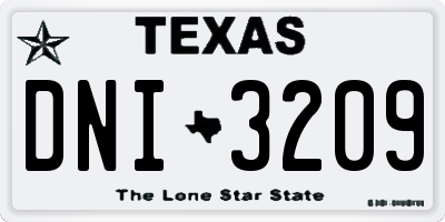 TX license plate DNI3209