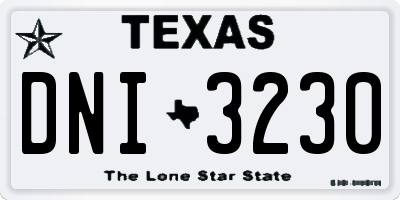 TX license plate DNI3230