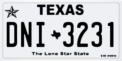 TX license plate DNI3231