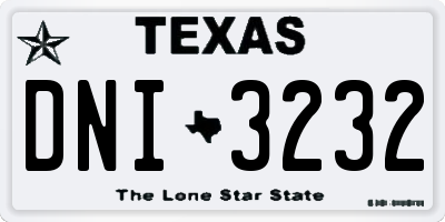 TX license plate DNI3232