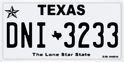 TX license plate DNI3233
