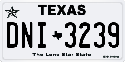 TX license plate DNI3239