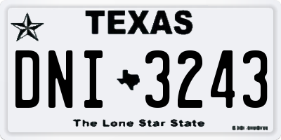 TX license plate DNI3243