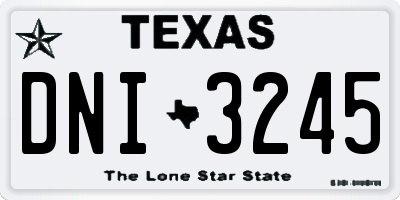 TX license plate DNI3245