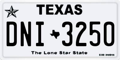TX license plate DNI3250