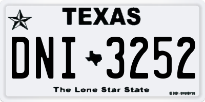 TX license plate DNI3252