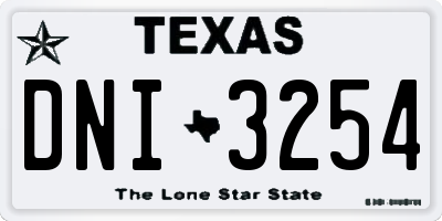 TX license plate DNI3254