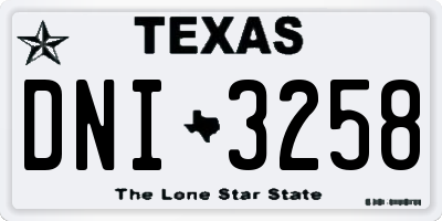 TX license plate DNI3258