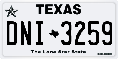 TX license plate DNI3259