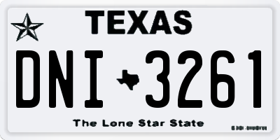 TX license plate DNI3261