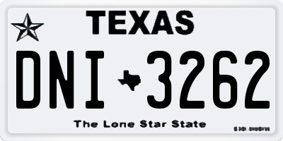 TX license plate DNI3262