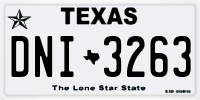 TX license plate DNI3263