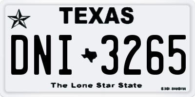 TX license plate DNI3265