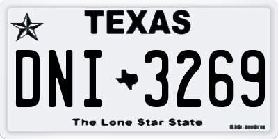 TX license plate DNI3269