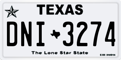 TX license plate DNI3274