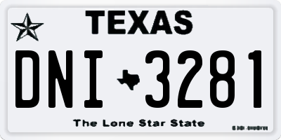 TX license plate DNI3281