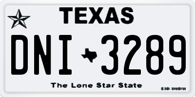 TX license plate DNI3289