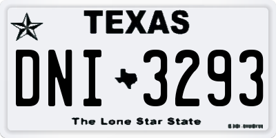 TX license plate DNI3293