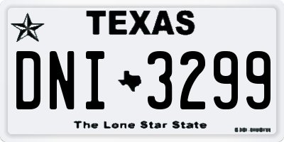 TX license plate DNI3299