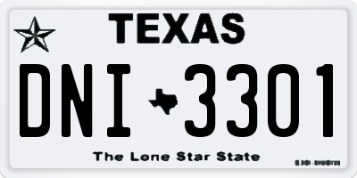 TX license plate DNI3301