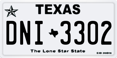 TX license plate DNI3302