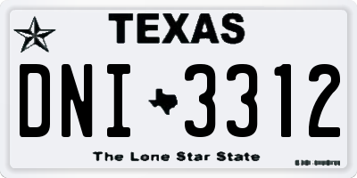 TX license plate DNI3312
