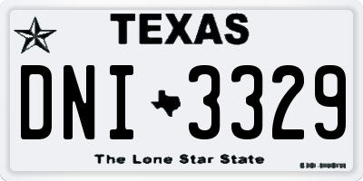 TX license plate DNI3329