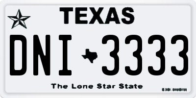 TX license plate DNI3333