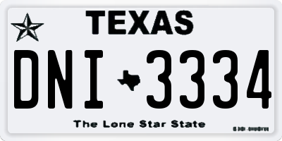 TX license plate DNI3334