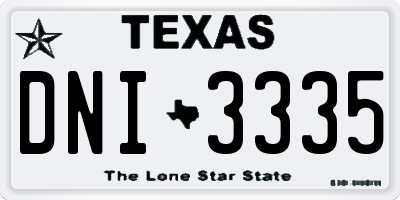 TX license plate DNI3335