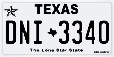 TX license plate DNI3340