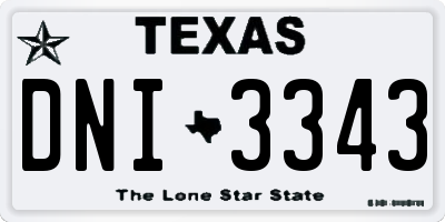 TX license plate DNI3343