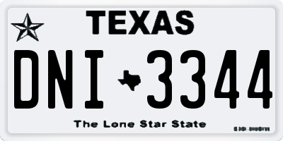 TX license plate DNI3344