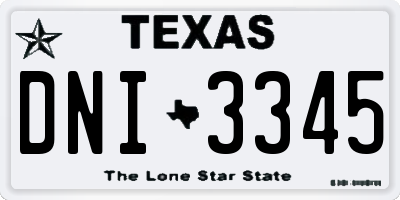 TX license plate DNI3345
