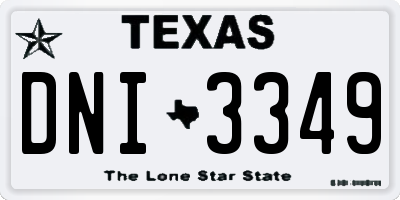 TX license plate DNI3349