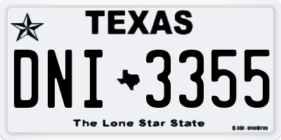 TX license plate DNI3355