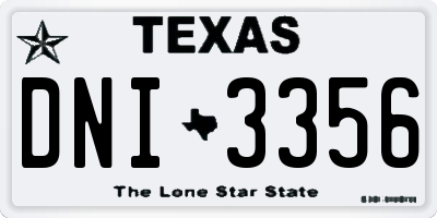 TX license plate DNI3356