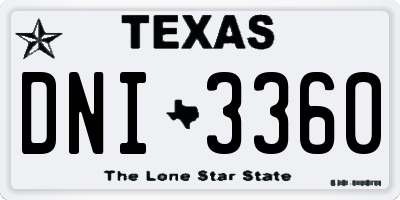 TX license plate DNI3360