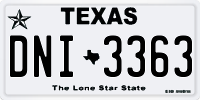 TX license plate DNI3363