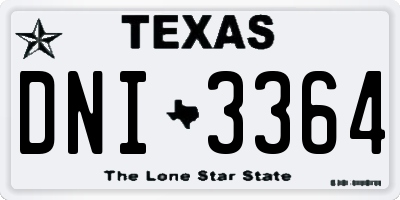 TX license plate DNI3364